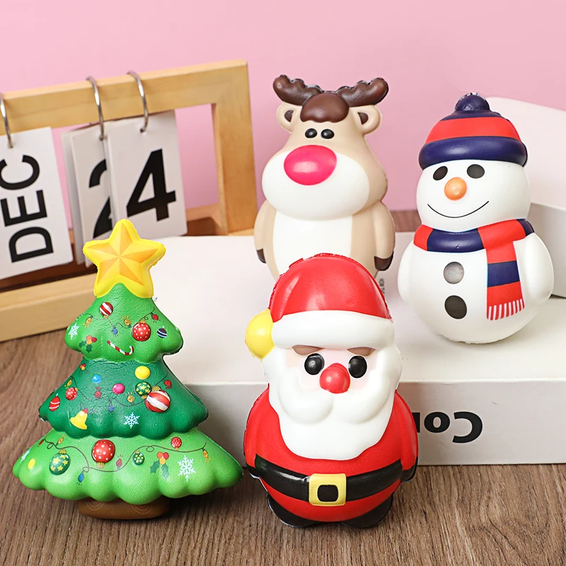 

Christmas PU Squishy Anti Stress Reliever Toy Doll Gift Santa Claus Snowman Slow Rebound Squeeze Toy Xmas Party Kids Favors Gift