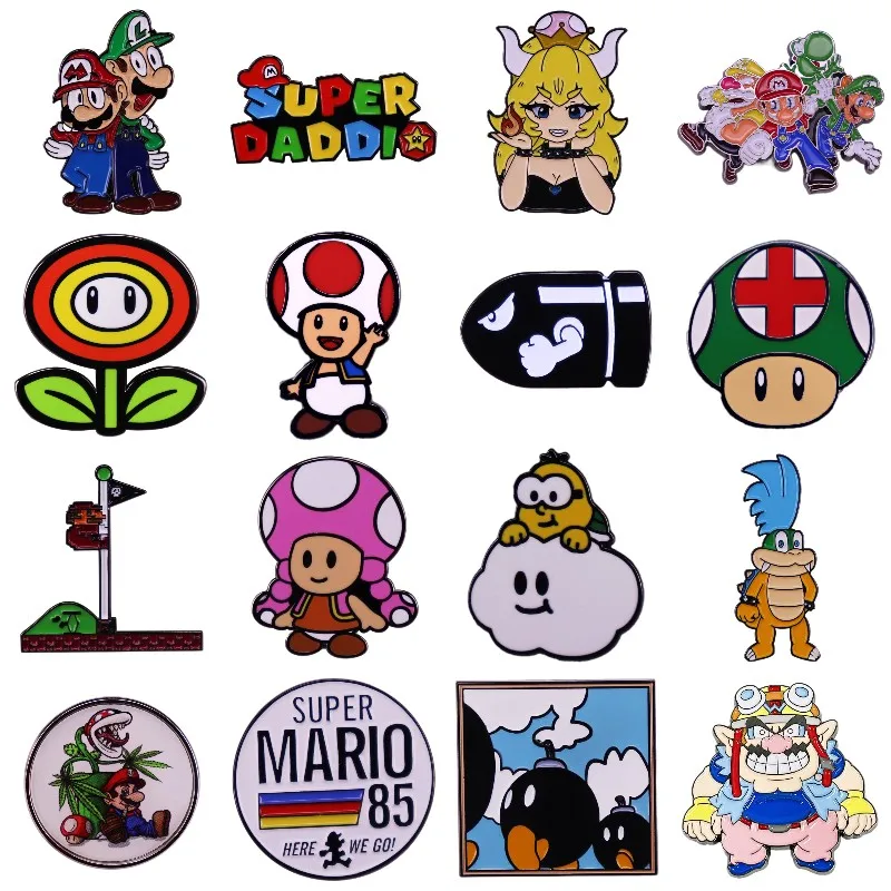 Retro Arcade Game Enamel Pin Classic Figure MarioBros Cute Hard Brooch Lapel Backpack Fashion Metal Jewelry Deco Wholesale