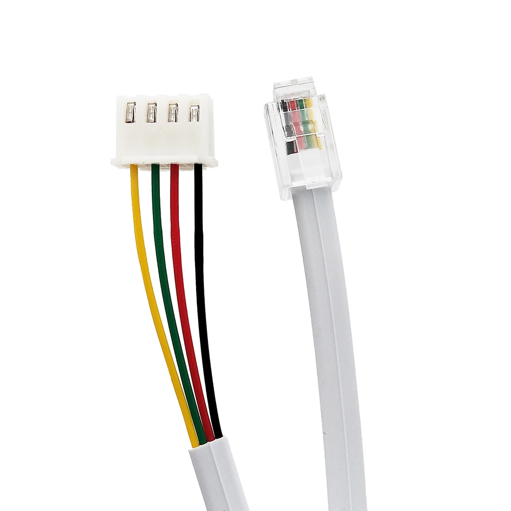 

5PCS RJ9 Connector White flat telephone cable 4-core 4P4C Modular Plug XHS 2.54MM 4Y Connector L=3M