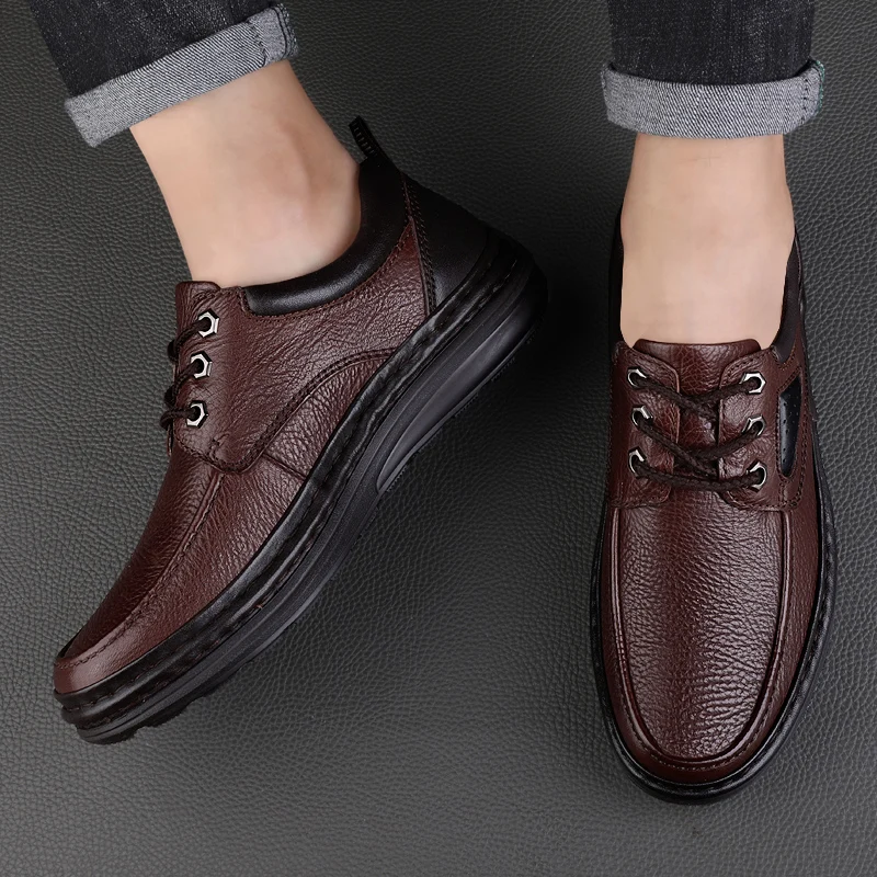 Men Genuine Leather Shoes Business Formal Shoes 100% Cowhide Breathable Sneaker 2023 New leather sneakers