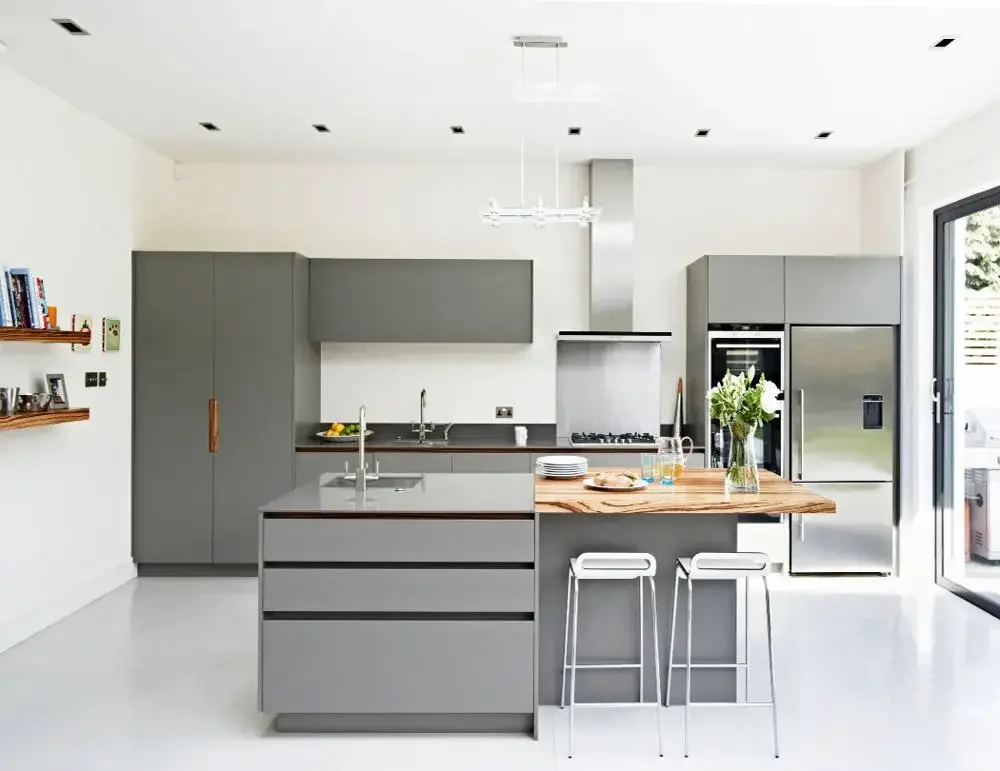 Excellent Kitchen High End Customized Dark Grey Lacquer Free Design Island Kitchen Cabinet