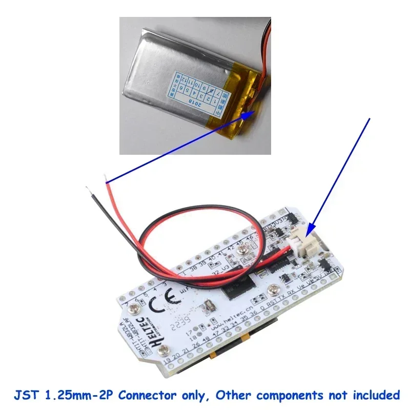 10PCS 15cm 1.25mm Pitch 2 Pin Male Cable 28AWG Battery Connector Wire Compatible with LoRa Board PC Peripherals Setup