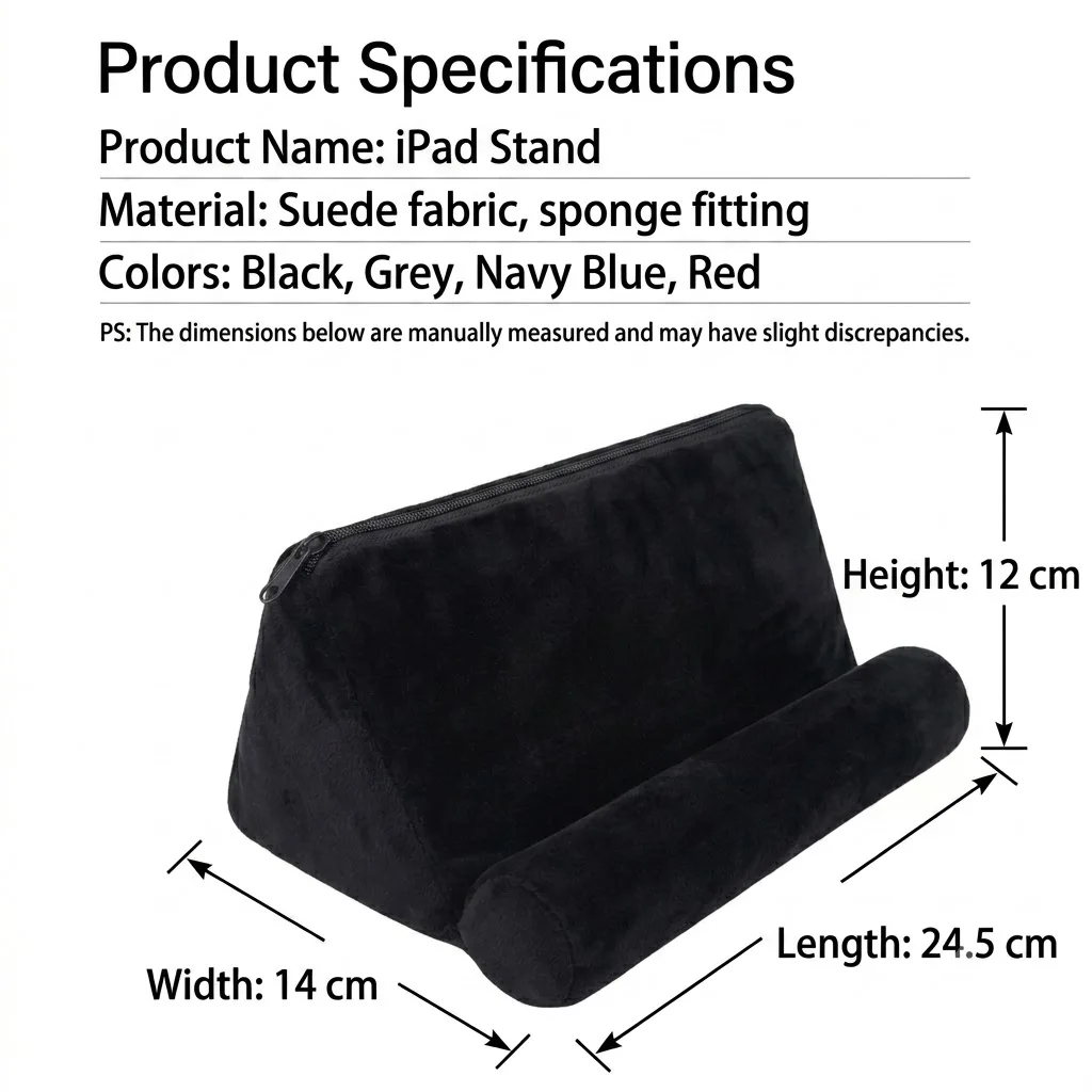 Multifunctional Tablet Pillow Stand Phone Holder Ergonomic Triangular Bed Cushion Soft Suede Rest Pad for iPad E-reader