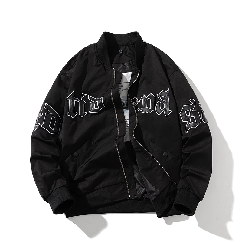 

Thiened Embroidered Baseball Jaet for Men And Women Spring Autumn Winter Cotton Pilot Coat Warm Loose Fit Teenagers Faion