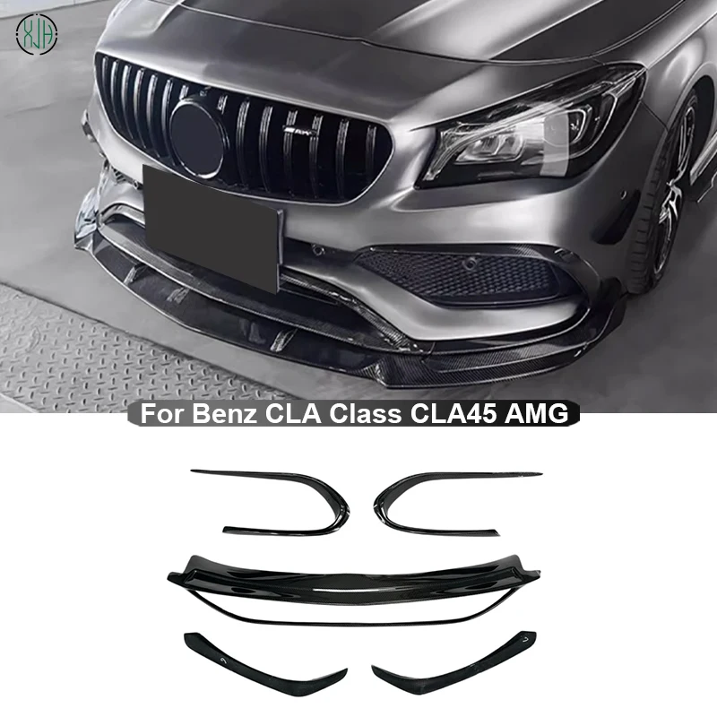 Carbon Fiber For Mercedes Benz CLA Class CLA45 AMG 2016-2018 Car Front Bumper Splitter Front Lip Chin Spoiler Diffuser Body kit