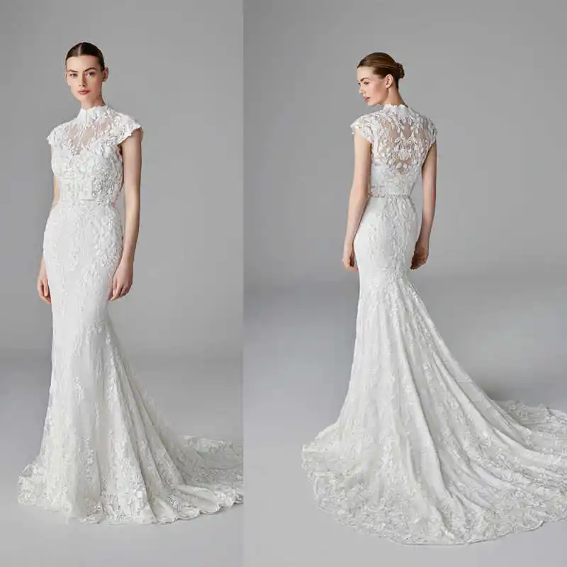 Graceful Mermaid Gown Wedding Dresses Flowers Lace Bridal Gowns Big Size Strapless Vestidos De Novia Custom Size Colour