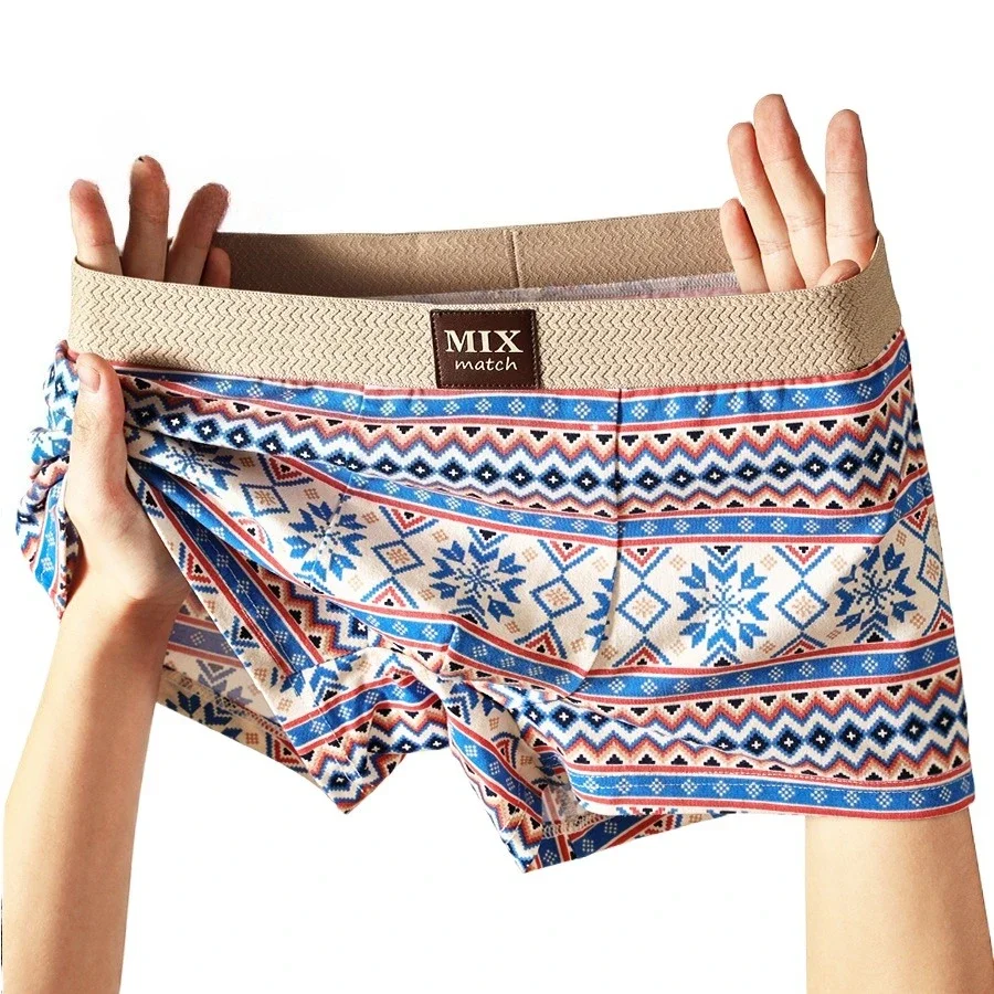 New Cotton Printed Men's Underwear Breathable Men's Boxers Trend Shorts Underwear for Men Briefs Shorts Bóxeres Underpnats 3Pcs
