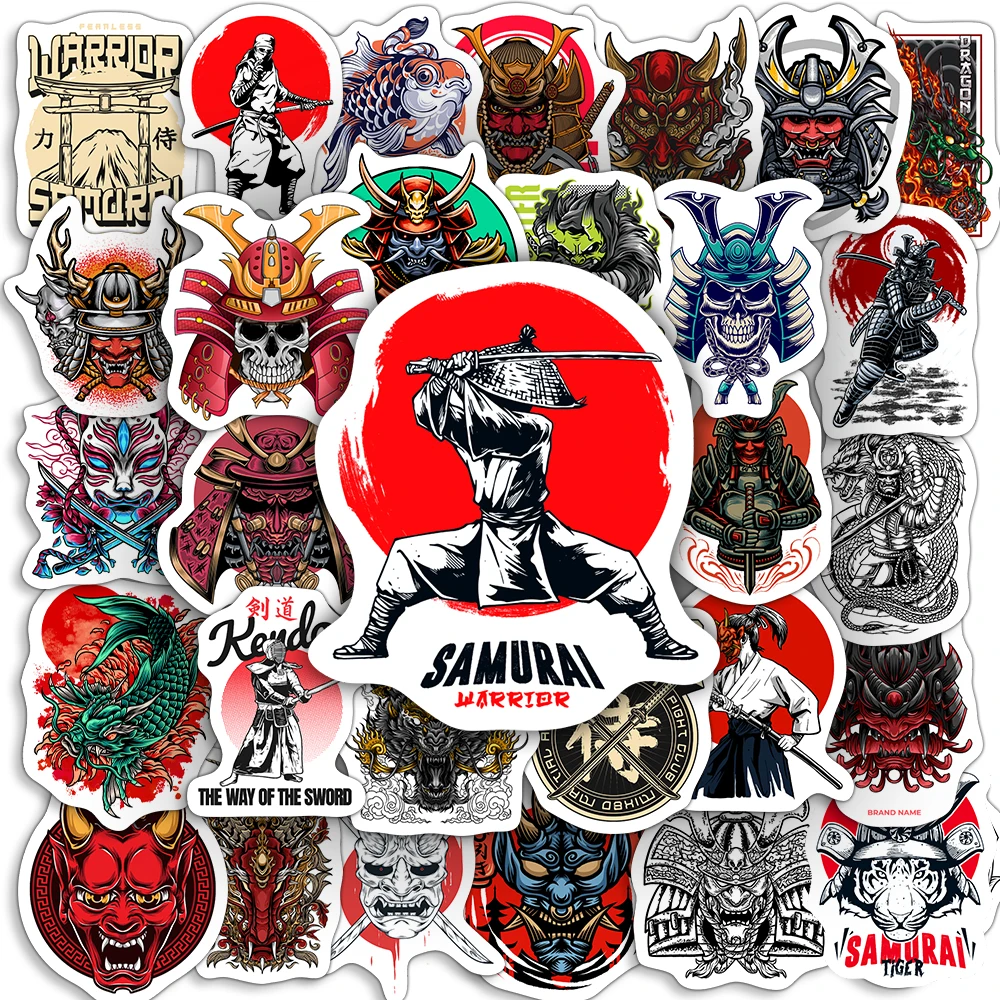 10/25/50Pcs Cool Japanese Samurai Popular Character Stickers DIY Skateboard Laptop Luggage Water Cup Bike Motorcycle Phone Car