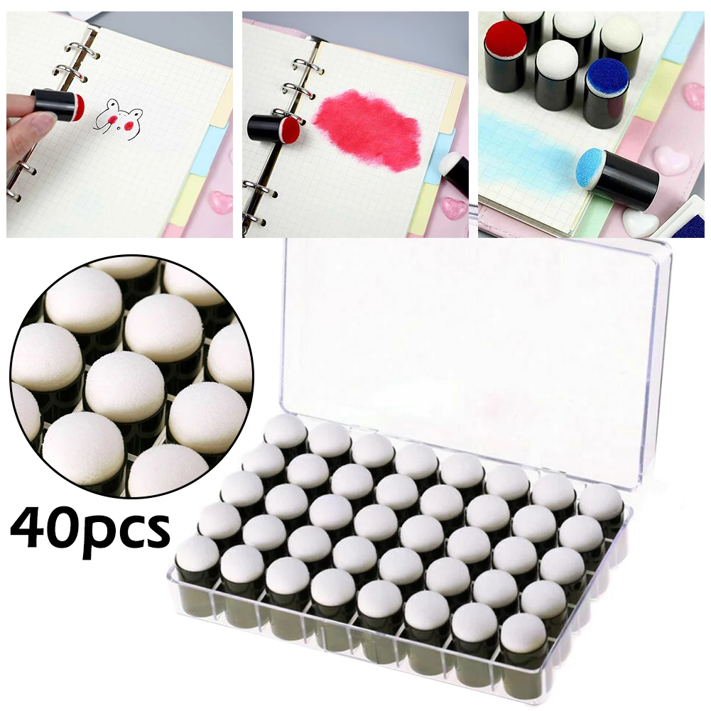 

40pcs Finger Sponge Daubers Set Finger Painting Craft Drawing for Art Ink Card Making +Storage Box Set