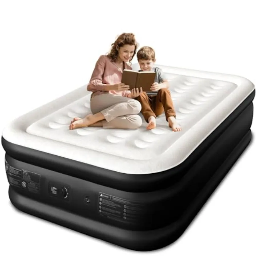 

Full Size Air Mattress with Built-in Pump 18" Raised Comfort 48Hr Leak-Proof Test Upgraded Honeycomb Pillar Design Supports 600