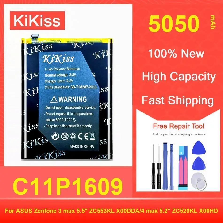 

Батарея Kikiss 5050 мАч C11P1609 для ASUS Zenfone 3 Max 5,5 дюйма ZC553KL X00DDA/4 5,2 дюйма ZC520KL X00HD