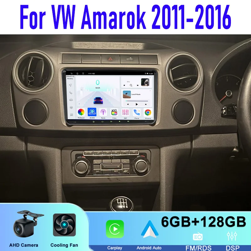 

Car Radio 6GB+128GB GPS 9'' For VW Amarok 2011-2016 Head Unit Wireless Carplay Apple Android 15 Auto Intelligent System WIFI BT