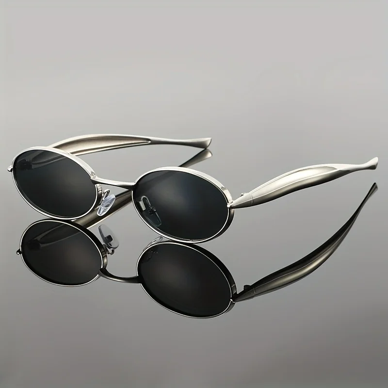 Retro Ovale Sonnenbrille für Damen und Herren Trendige Runde Metallbrillen mit UV400-Schutz Sonnenbrillen ﻿ – Detail 1