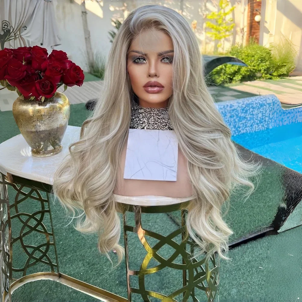 

Soft Ombre Blond Wave Hair 150 density and 13×4 100%human hair wig lace front wig, with baby hair pre plucked