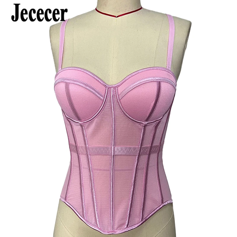 

Женское белье Jececer: Элегантный корректирующий сетчатый топ-бюстье с эффектом пуш-ап и косточками, сексуальный танк-топ