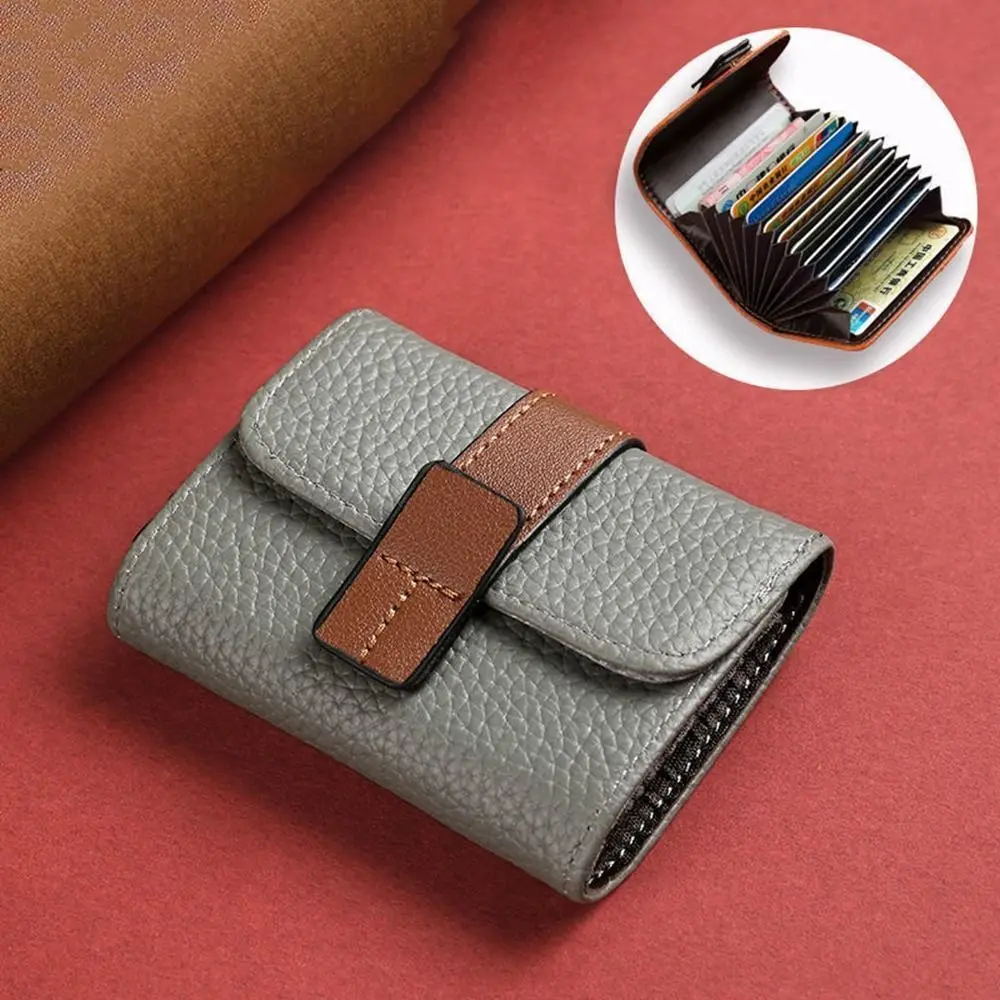 PU Leather Multi-card Slot Credit Card Holder Bag Business ID Card Case Wallet With Coin Pocket Driver License Solid Color