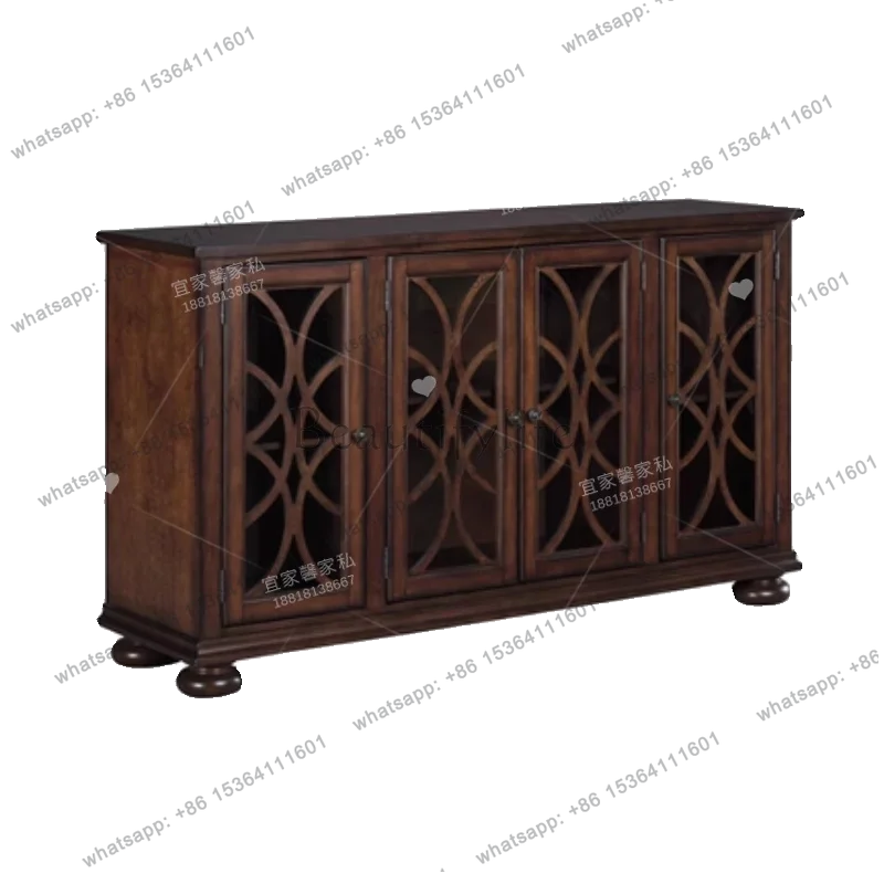 

American solid wood dining side cabinet entrance entrance retro decorative storage cabinet