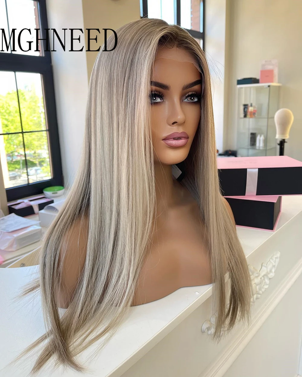 MGHNEED Highlight menschenhaar spitze frontal perücke dunklen wurzeln Ombre Brasilianische farbige blonde Hd transparent spitze natürliche gerade