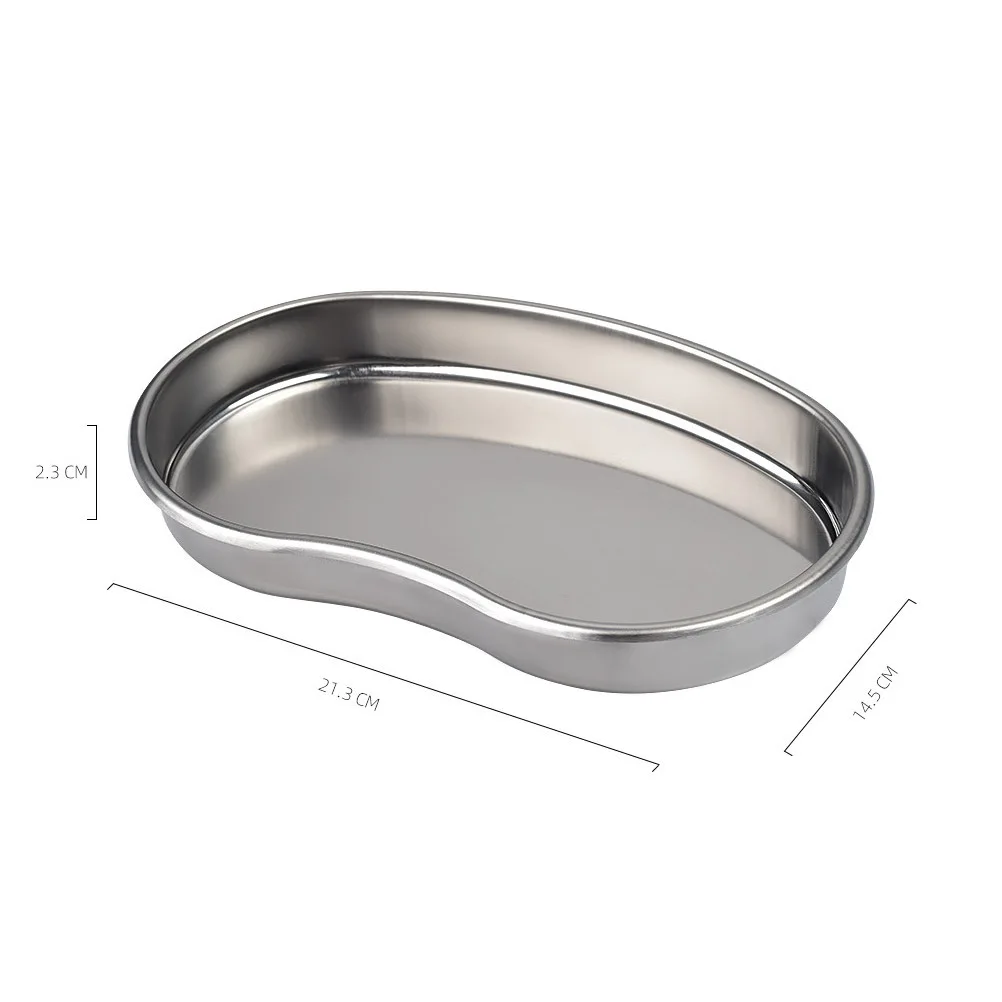 

2pcs Stainless Steel Kidney Shape Plate For Hospital Dental Department Medical Storage Tray Curved Bending Storage Plate