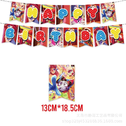 Feesttafeldecoratieset Papieren Borden Bekers Servetten Ballonnen Banner Achtergronddecoratie Feestartikelen The Amazing Digital Circus