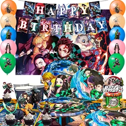 Demon Slayer Birthday Decorations,82pcs Demon Slayer Party Decorations&Tableware Set Demon Slayer Party Supplies