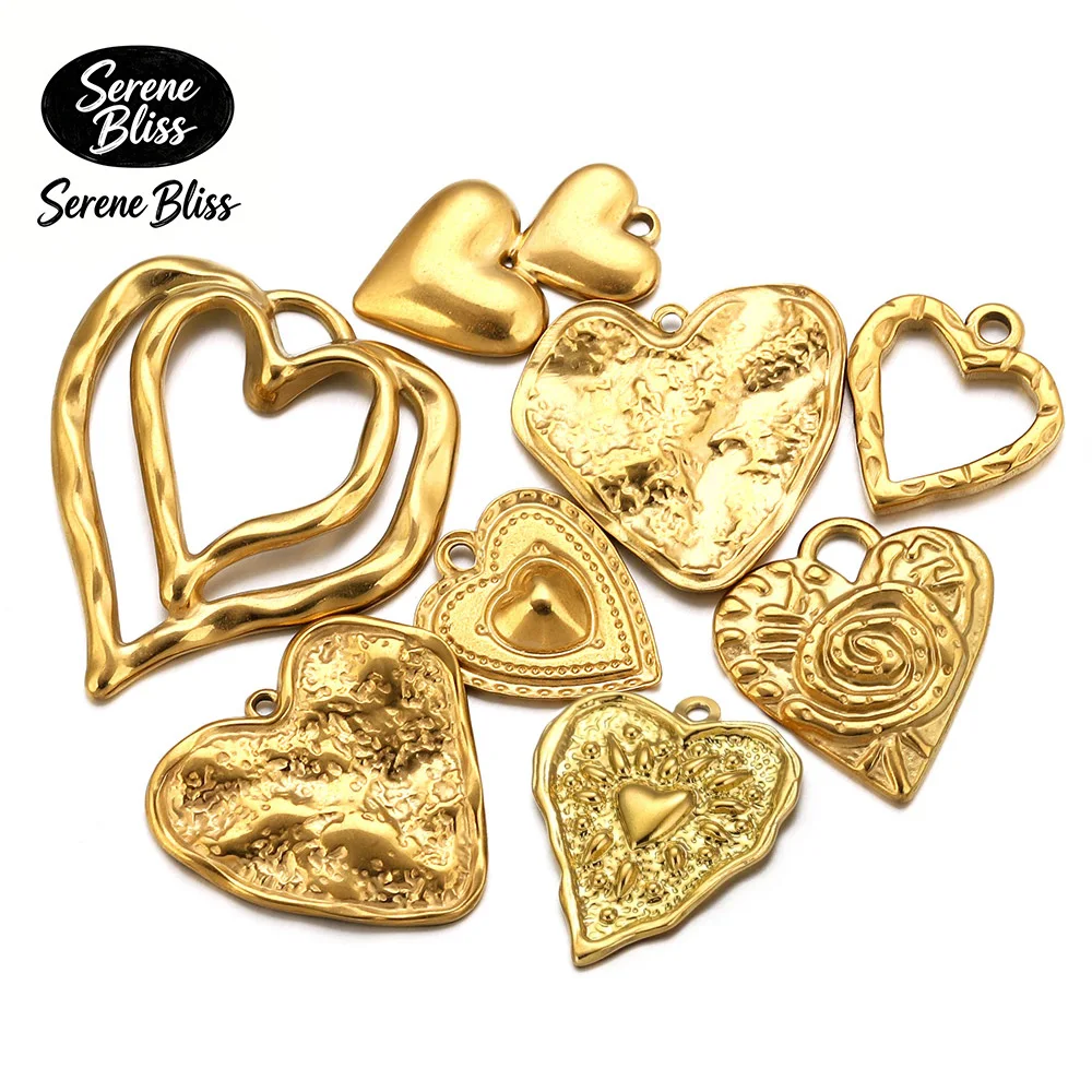 

5pcs/lot Stainless Steel Hollow Frame Bezel Heart Charms Evil Eye Accessories For DIY Neckalce Earrings Jewelry Makings Findings