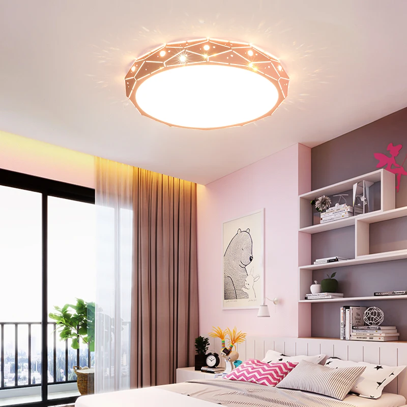 Princess Ceiling Chandelier Starry Night Light Girl Room Deco Pink Round led ceiling lights Kids Baby Bedroom Study Ceiling Lamp image 5