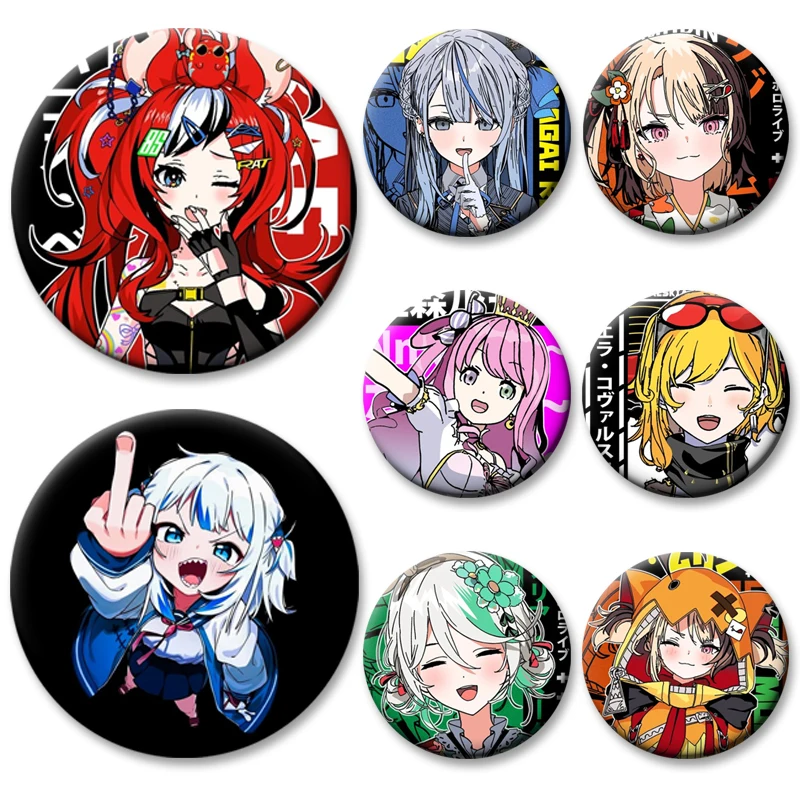 Cute Cartoon Girls Brooches Backpack Accessories Anime Hololive Badge Kureiji Ollie Amane Kanata Enamel Pins Bag Hat Decoration