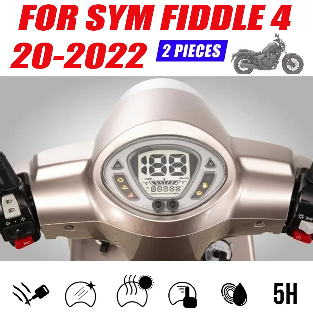 

2pcs PVC Motorcycle Speedometer Dashboard Scratch Cluster Screen Protection Film Protector For SYM Fiddle4 Fiddle 4 2020-2022