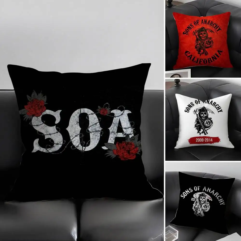 S-Sons of A-Anarchy Pillow Case Home Dorm Chair Back Short Plush Double-sided Printing Office Nap Time Cushion Cover