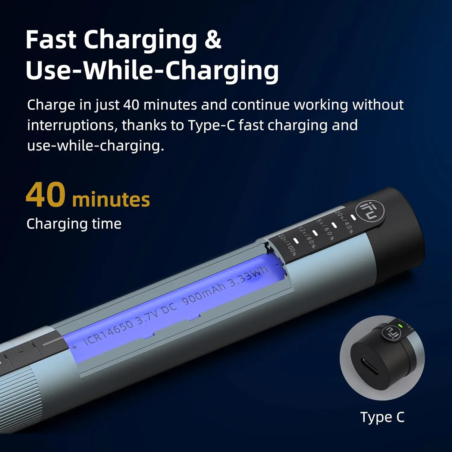 IFu Mini Cordless Rotary Tool Kit, 150mN.m High Torque, Stepless Speed, 30 Accessories for Precision Engraving, Polishing