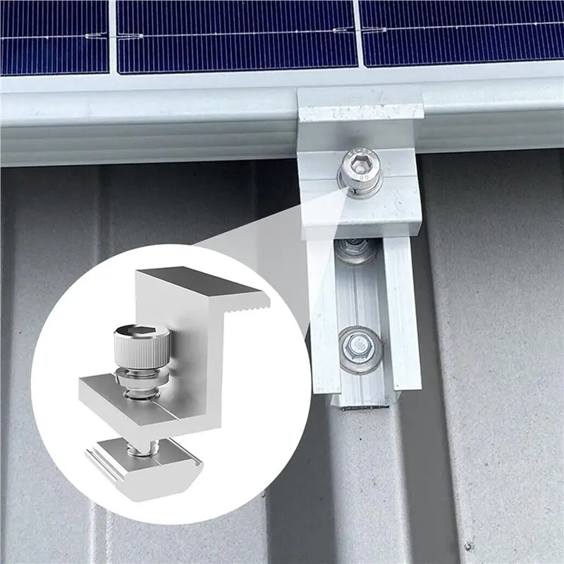 ABMS-2X Solar Panel Bracket U-Rail Roof Rail Connector Bracket Roof Mounting Kit Suitable For Metal Roof, Flat Roof