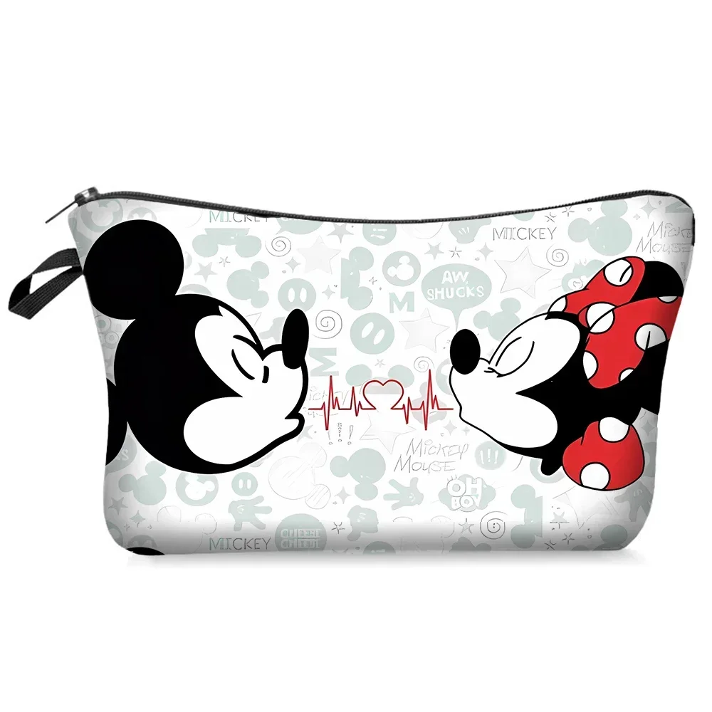 Bolsa de cosméticos de Mickey Mouse de Disney para niñas, monedero portátil de almacenamiento de Minnie, cartera, bolsa de maquillaje para mujeres,