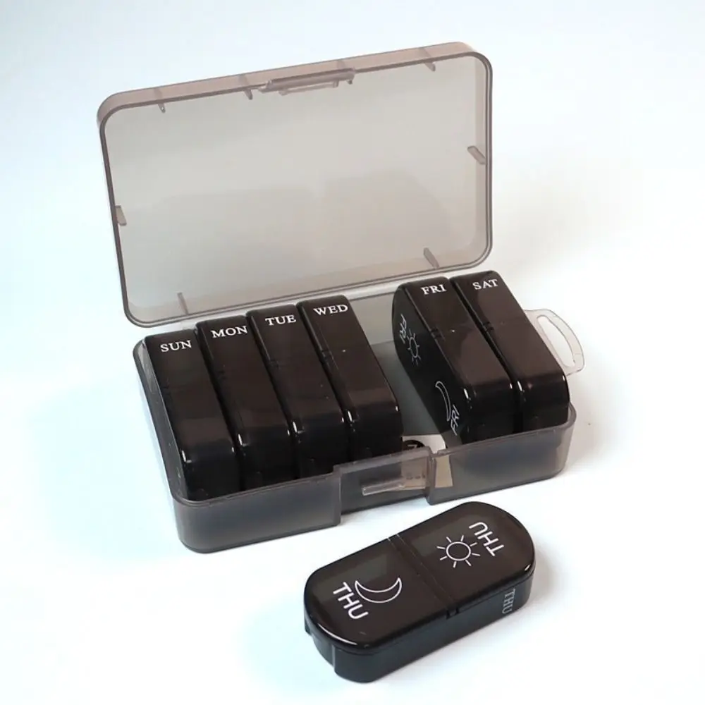 

Moisture-proof 7-Day Pill Organizer 14 Grid Dust-proof Medicine Storage Box Detachable Large Capacity Weekly Pill Case