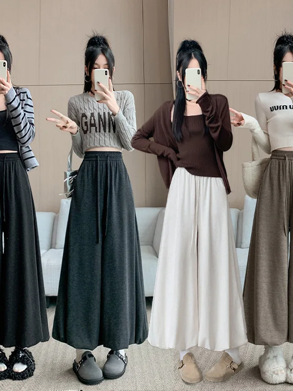 High Waist Wide Leg Lantern Pants Floral Bud Skirt Pants Autumn Winter New Style Loose Drapey Korean Style Casual Pants