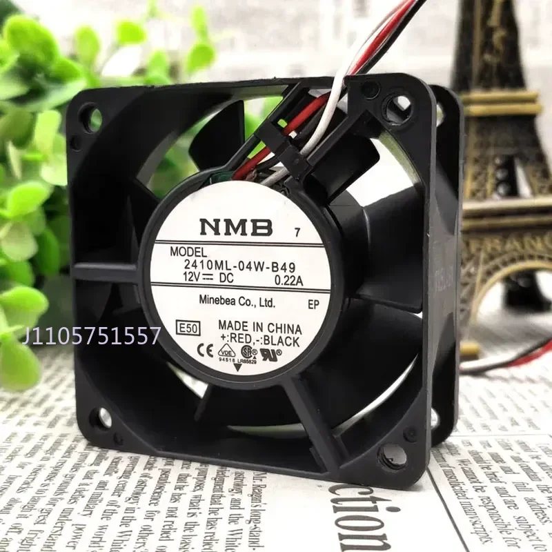 Original NMB 2410ML-04W-B49 6025 6CM 12V 0.22A Dual Ball Bearing Durable Chassis Fan for Electronics Cooling