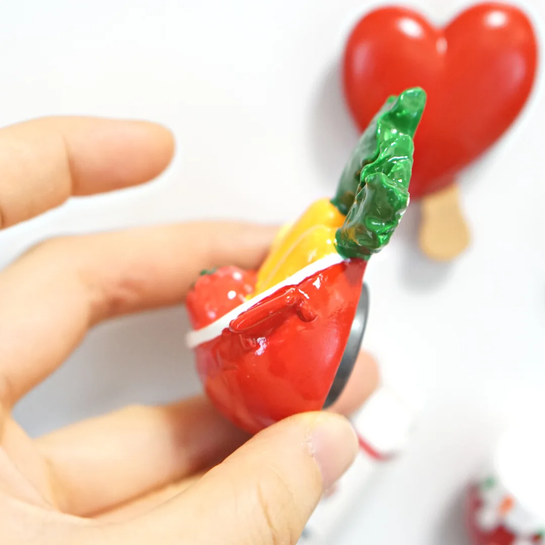 Red Food Geladeira Ímãs, Bule, Crossaint, Leite, Geladeira Tomate, Adesivos Magnéticos, Decorações Home, Presente Cozinha Criativa