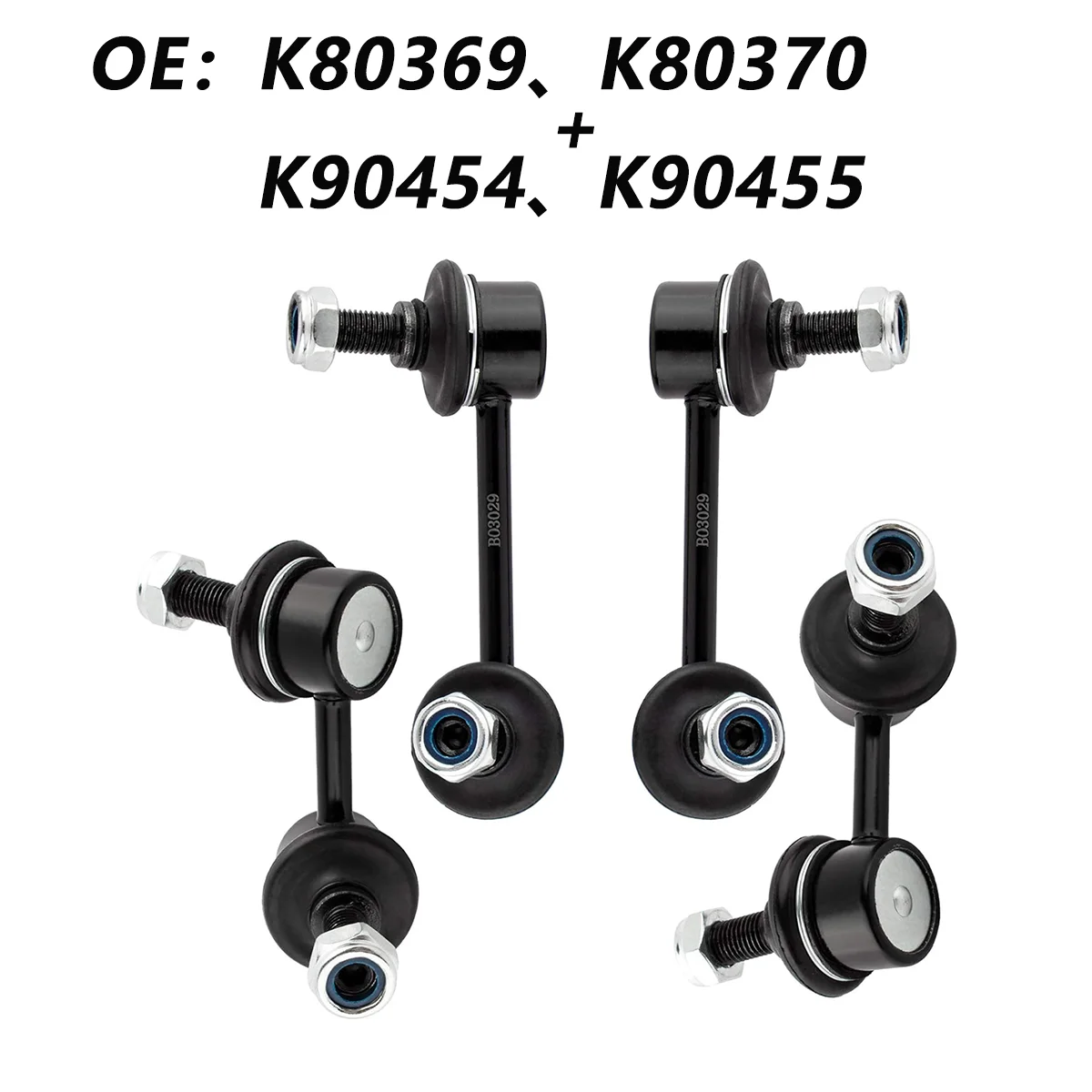 

K80369+K80370+K90454+K90455 Комплект передних и задних концевых звеньев стабилизатора поперечной устойчивости для Honda CR-V 2002, 2003, 2004, 2005, 2006, все модели