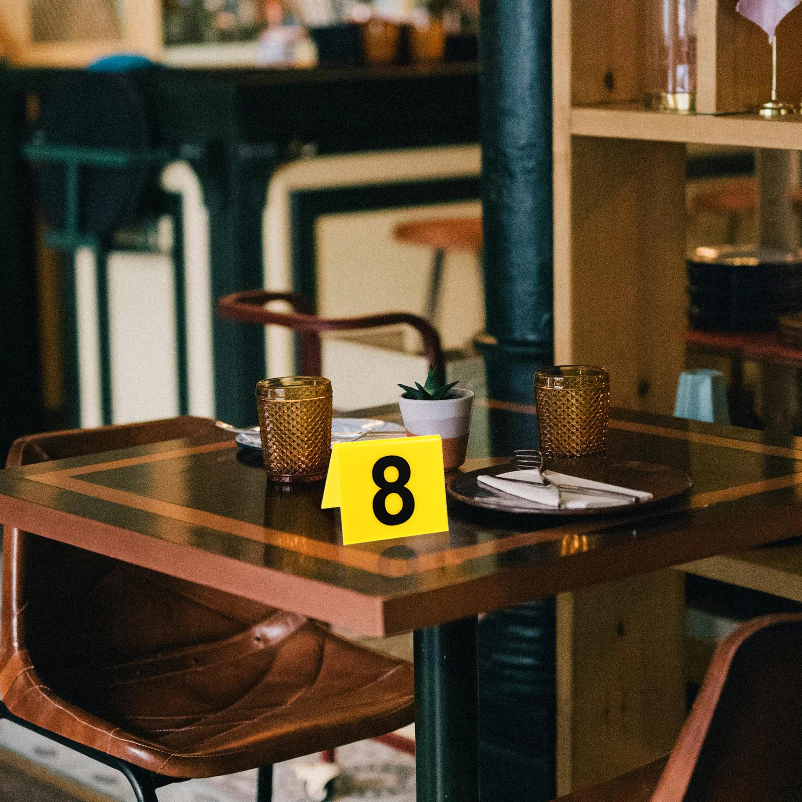 

15Pcs Acrylic Number Plates Double Sided Table Signs for Restaurant Cafe Bar Bright Yellow Black Numbers Compact Multi-Function