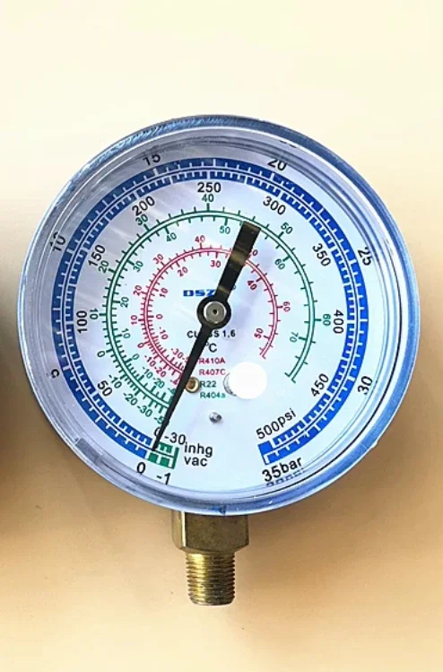 

Fluoride meter head 60/80 dial high and low pressure single head air conditioning refrigerant pressure meter head