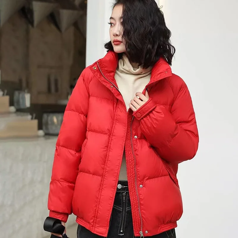 Chaqueta cálida holgada de plumón para mujer, abrigo corto de invierno, Parkas versátiles, ropa de ocio simple, 23