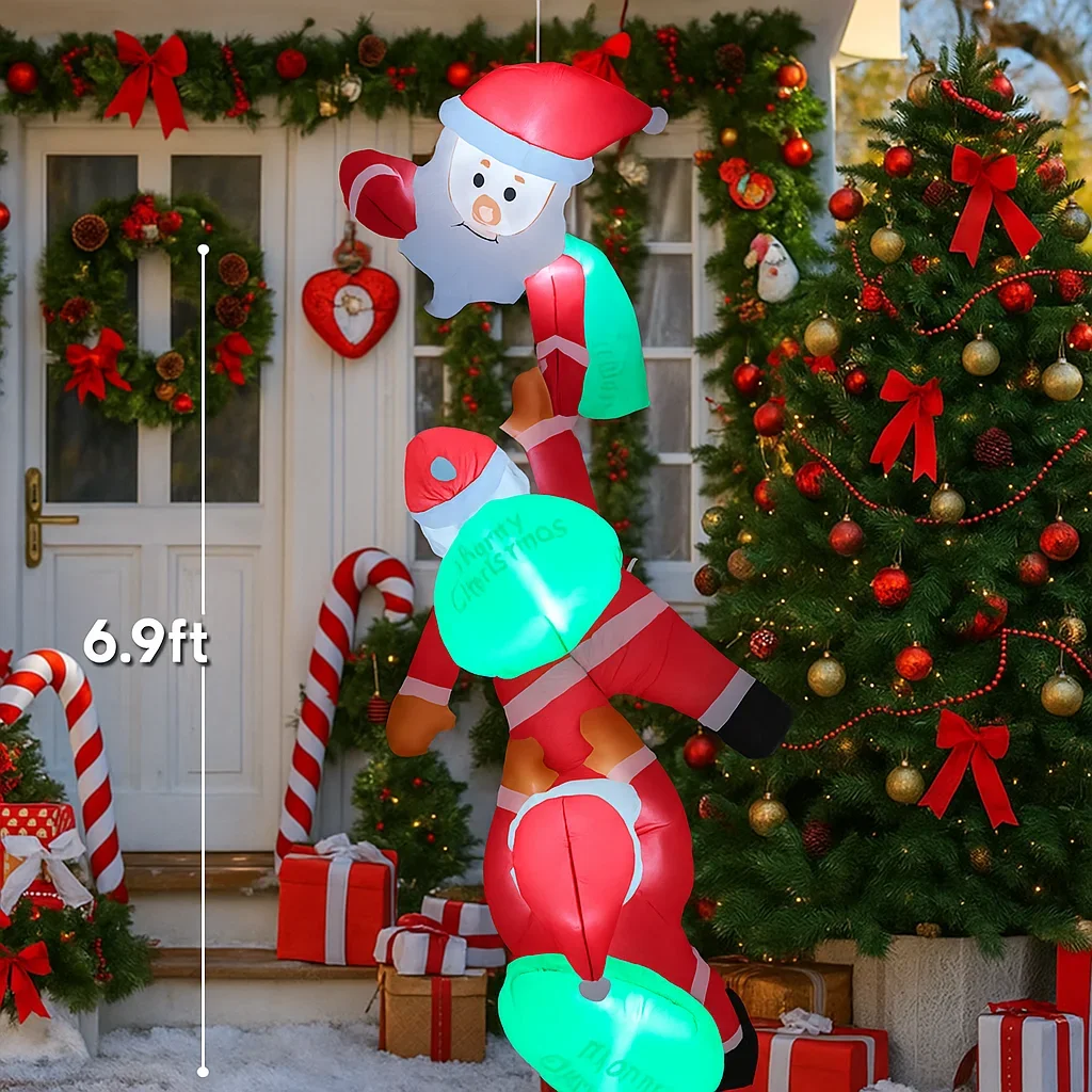 2.4 متر/7.8FT نفخ سانتا كلوز تسلق أضواء ضوء LED ديكور المنزل اللعب ساحة عيد الميلاد عطلة لوازم في الهواء الطلق ساحة ديكور