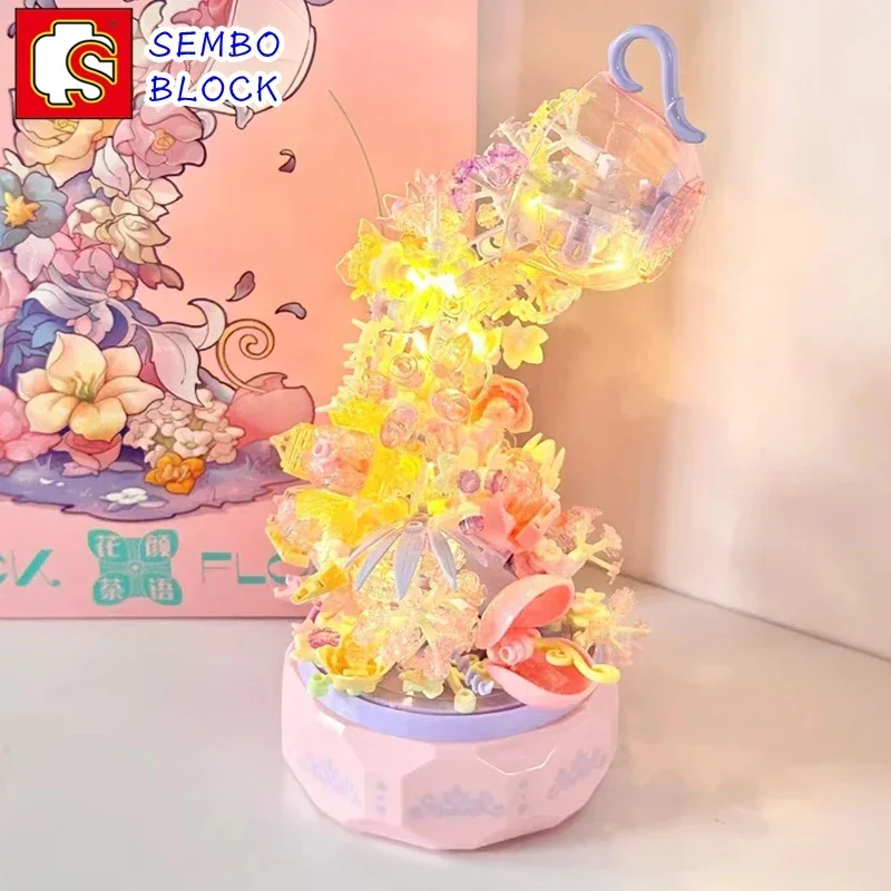 

SEMBO flower building blocks simulated model children's toys small particle assembled hand-made ornaments birthday gift