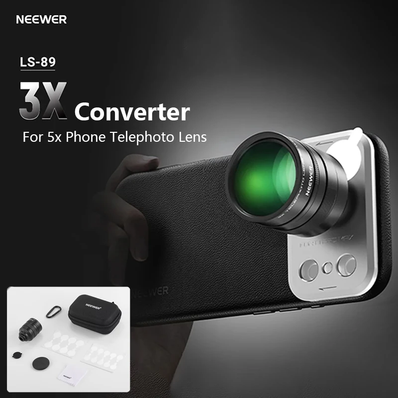 NEEWER 3X 360mm Teleconverter Converter Phone Lens for 5X Phone Telephoto Lens(17mm Mount+37mm Filter Thread)for Smartphone