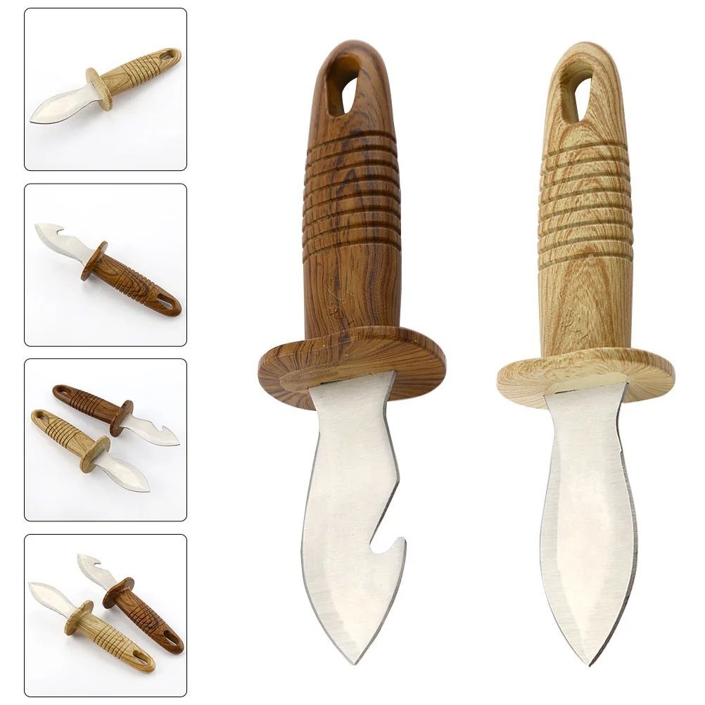 

2Pcs Oyster Shucking Tools Beige Premium Stainless Steel Comfortable Safe Shell Removal Kitchen Gadget for Home