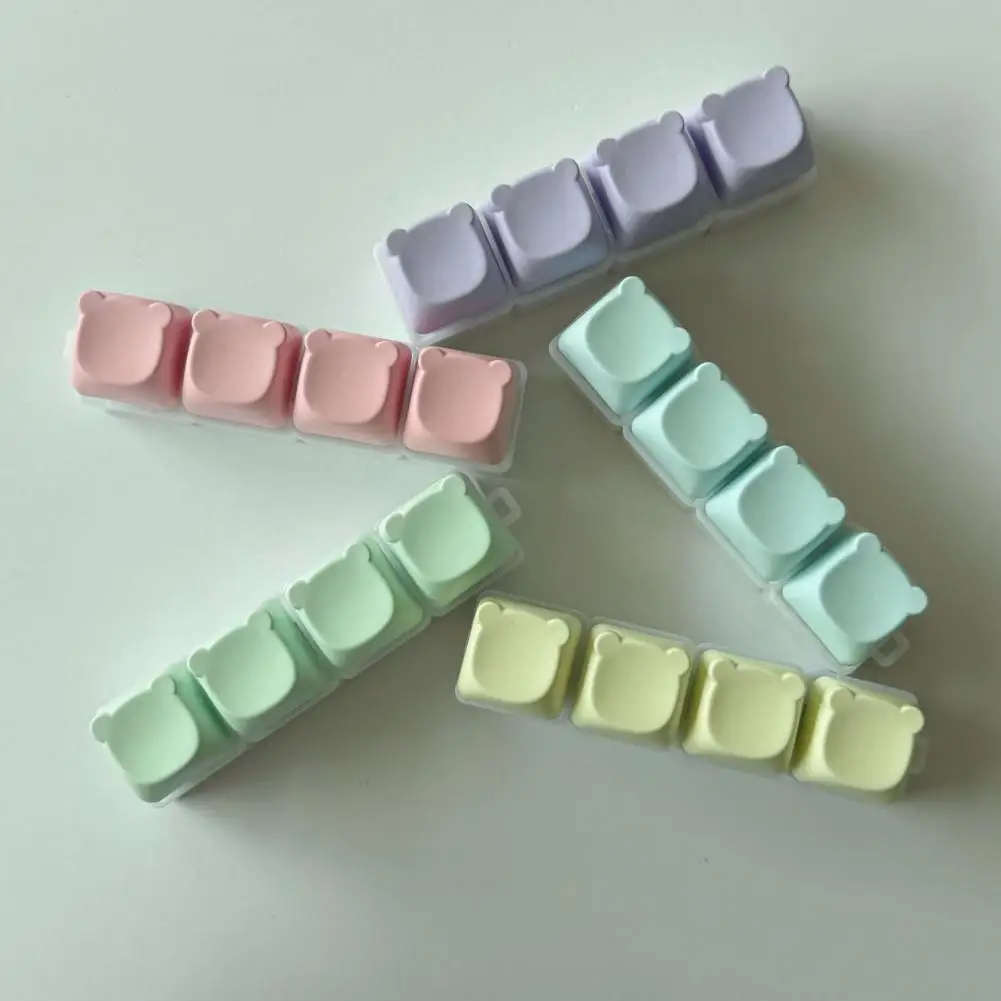 4-Keys Bear Fidget Keyboard Anxiety Relief Finger Clicker Keychain Office School Travel Decompression Button Sensory Toy