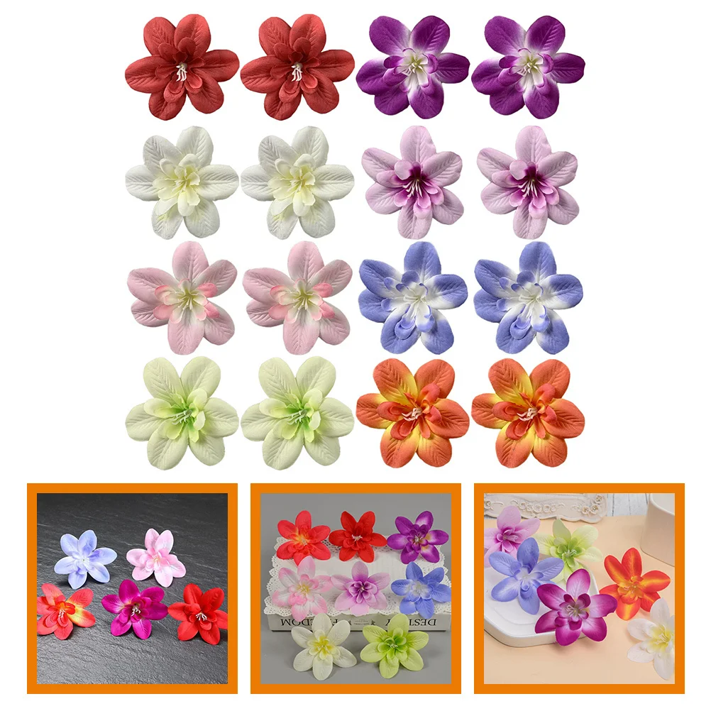 

16pcs Fake Heads For Crafts Diy Hair Accessories Barrette Material Photo Props Home Artificial Flowers Heads Decor