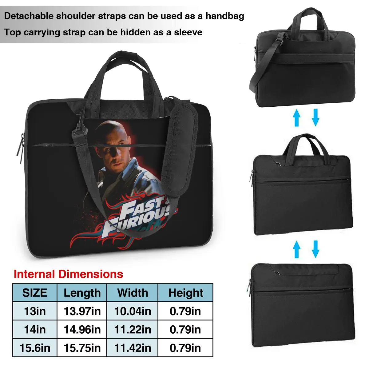 Fast And Furious Laptop Bag Case Protective Vintage Computer Bag Bicycle Crossbody Laptop Pouch