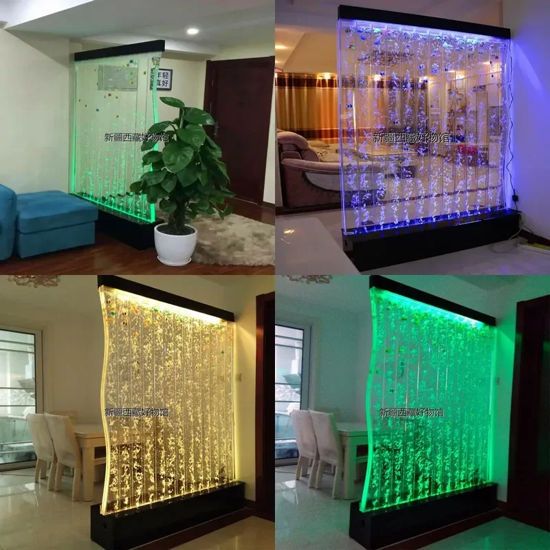 Acrylic Water Curtain Wall Bubble Screen Partition for Entrance Fish Tank Translucent Flowing Display Decor