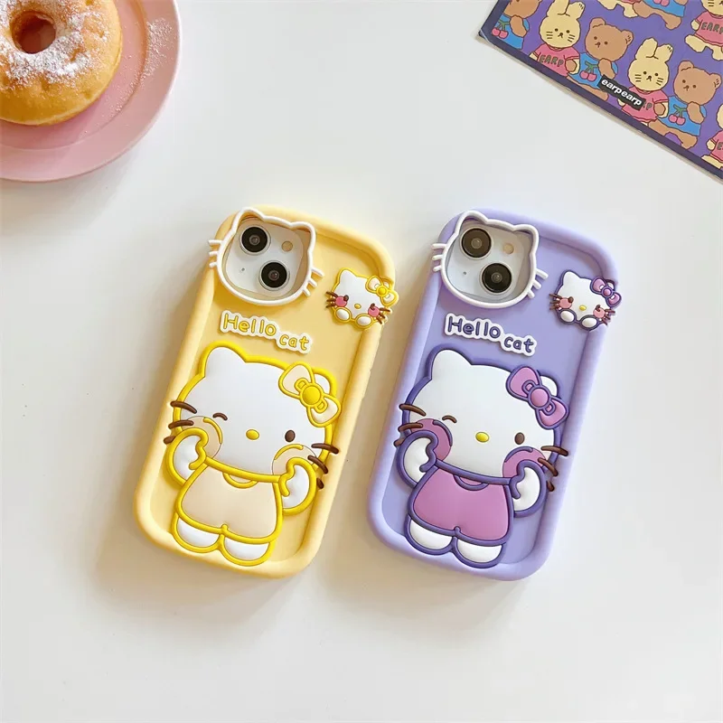 Mininstants Sanurgente-Étuis de téléphone en silicone pour filles, Hello Kittile, Mignon, Anime, Appliquer, Iphone1413Promax 1215, Anti-Chute, Jouets, Cadeau